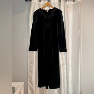 Oscar de la Renta Pink Label Luxury Plush Midnight Velvet Robe Dress Mumu